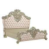 Vatican PU Leather, Light Gold & Champagne Silver Finish Eastern King Bed Model BD00461EK By ACME Furniture